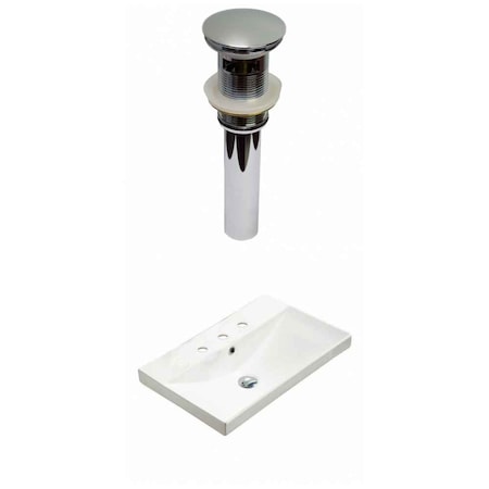 23.86 W 3H8 Ceramic Top Set In White Color, Overflow Drain Incl.